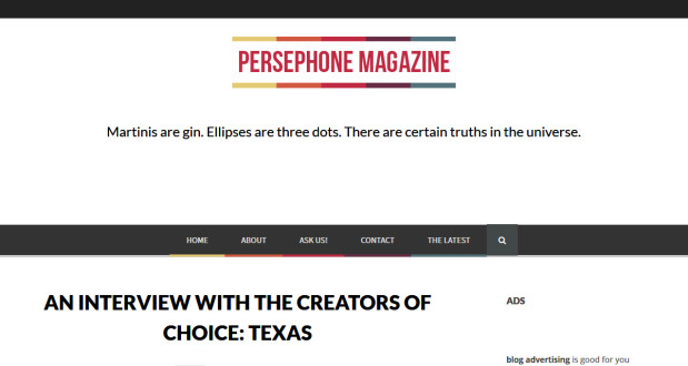 Choice: Texas in Persephone Magazine